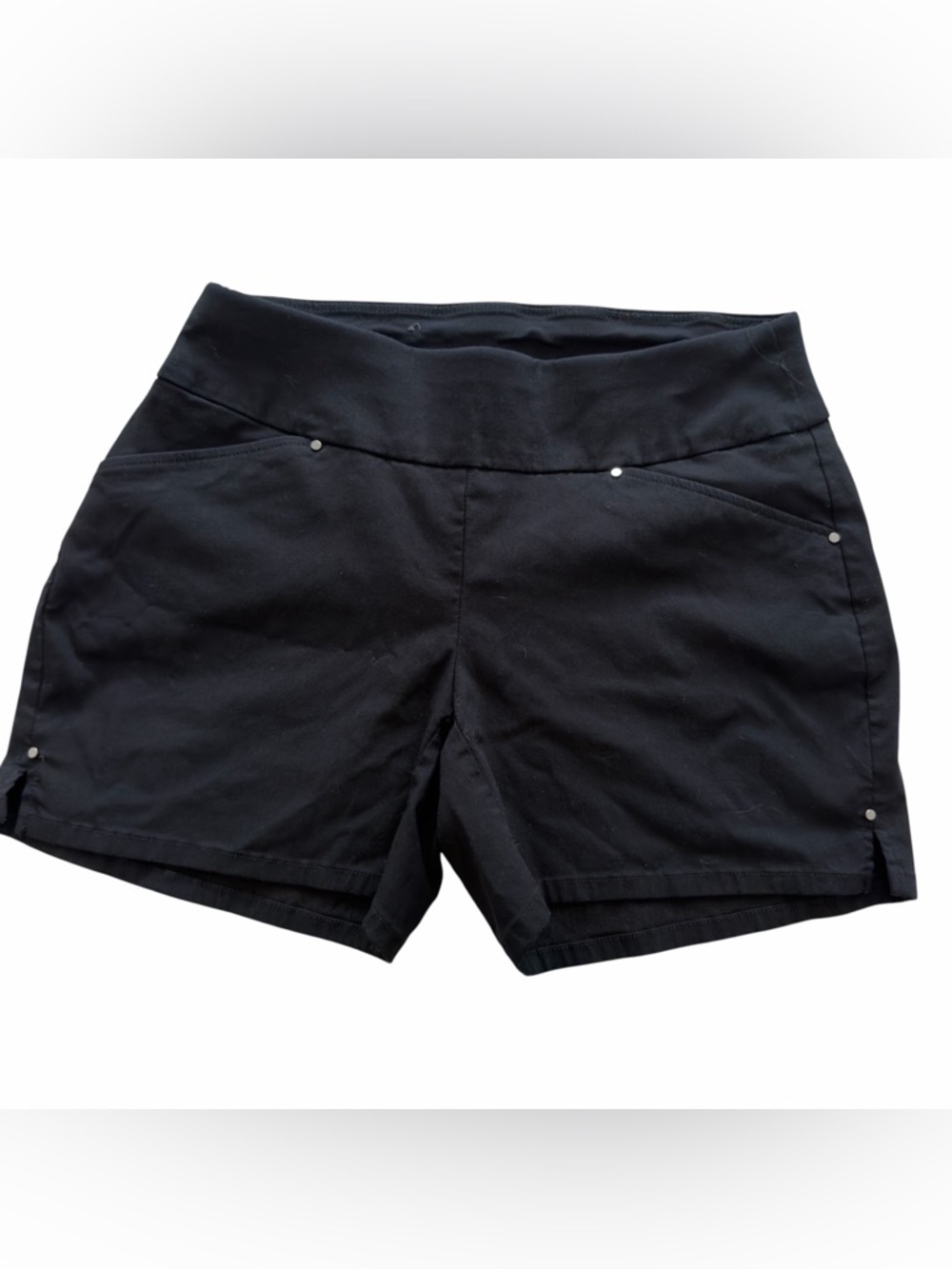 INC International Concepts Black Athletic Shorts with Folded Waistband (002)